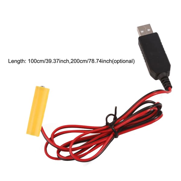 USB 5V 2A - 3V LR6 AA -pariston korvaava virtajohto null - 1m