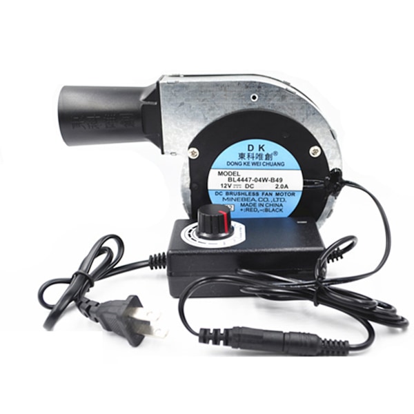 12V DC Borstlös Grillfläkt Elektrisk Blåsmaskin Start för Kol BL4447-04W-B49 PWM Blåsmaskin 2A 20W + Hastighetsregulator