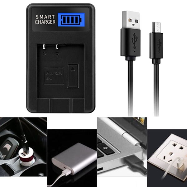 Kompakt Batteriladdare med LCD-skärm för Cyber-shot DSCT110, DSCT99, Kamera