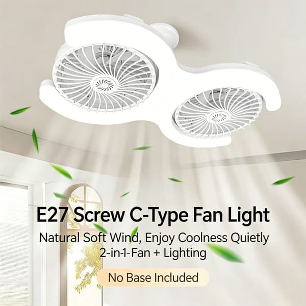 Dobbelt hoved ventilator med LED lys E27 fatning LED loftventilator lys holdbar
