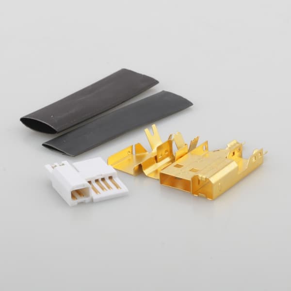 Gullbelagte USB-kontakter Type A+B Ladeplugger Sveisekabeldekodere Adapter