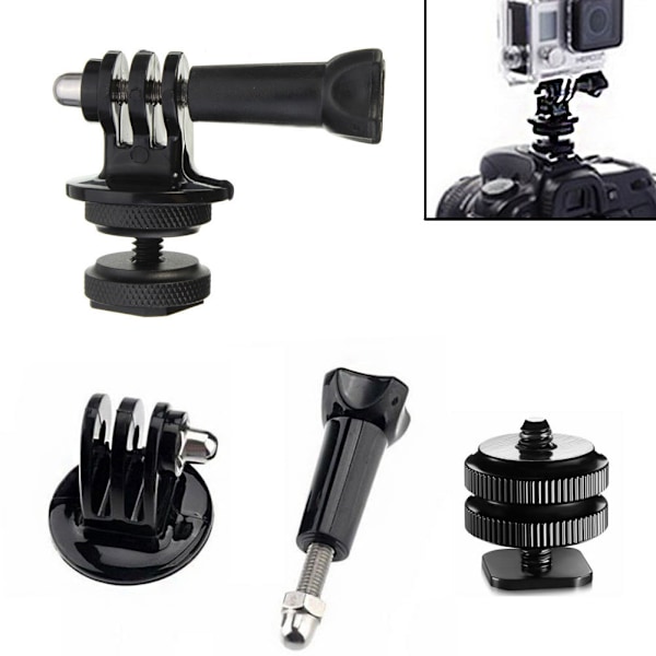 1/4'' Hotskoadaptrar + Stativfäste + Skruv för Hero 2 3 3+ DSLR-kameror