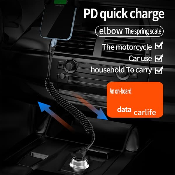 Spiralformad USB C till USB C-kabel Flexibel längd PD60W Snabbladdning Dataöverföring Yellow