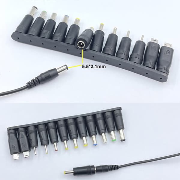 Multi Purpose USB til 5.5x2.1mm 5V Opladningskabel Strømforsyningskabelledning + Adaptere