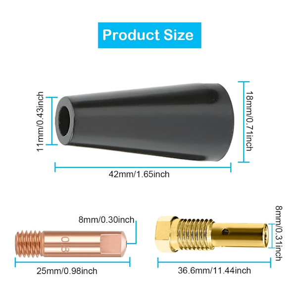 Flux Cores Gaslösa Munstycken Kit Flux Cores Svets Mig Svets Flux Svets Kontakt Munstycken Gaslösa Munstycken Gasdiffusorer