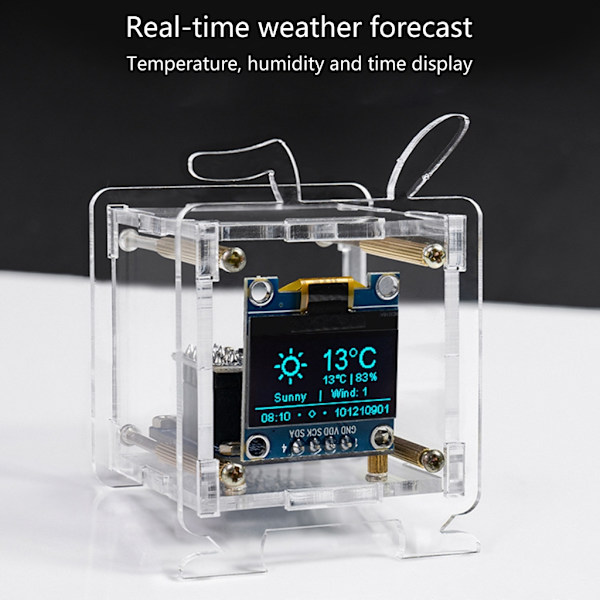 WiFi Klockmodul OLED Display DIY Tid Datum Temperatur Luftfuktighet Väderprognosindikator DC5V Klocka