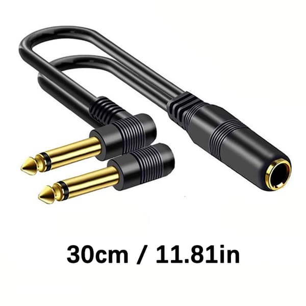 Premium Y-formad 6,35 mm TRS Splitterkabel Guldpläterade Kontakter 6,35 mm Kabel För Gitarrförstärkare Studioenheter null - Elbow head