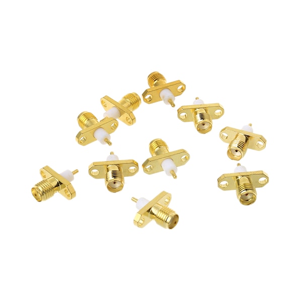 10 st SMA Honkontakt 2-håls Fläns PTFE Lödpanelmonterad Adapter RF-kontakter Str