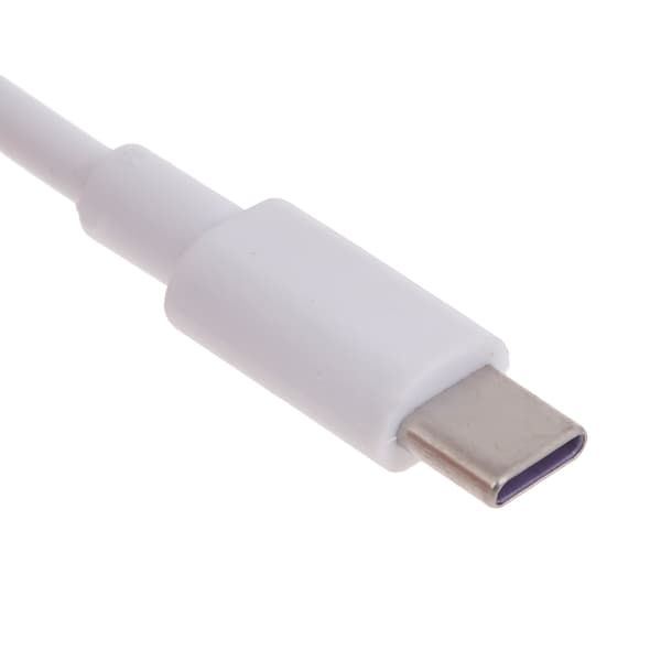 Nopea valkoinen Type-C USB-kaapeli virtakytkimellä puhelimille ja tableteille 30cm