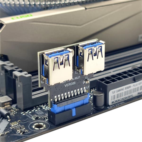USB Adapter HUB Header 19Pin til USB Connector 2 Port USB3.0 Konverter Board PC null - B