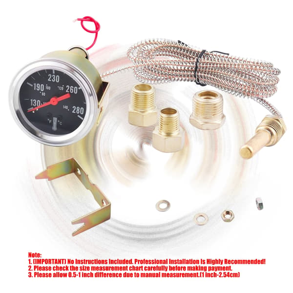 52 mm analog vanntemperaturdisplay dag/kveldsvisning solid metallkasse