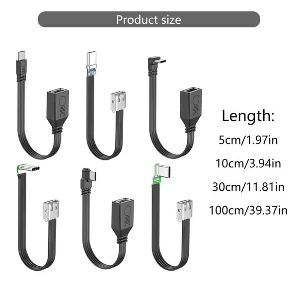 USB C - USB 2.0 -sovitin USB-sovitin OTG-kaapeli USB C -uros - USB-naaras OTG 1m Bend up down case