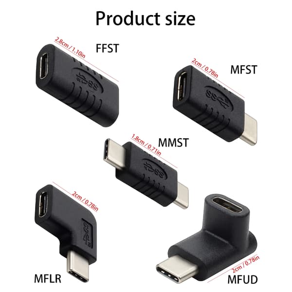USB C til USB C-adapter Type C fuldfunktionskonverter til hurtig opladning og data MF straight head