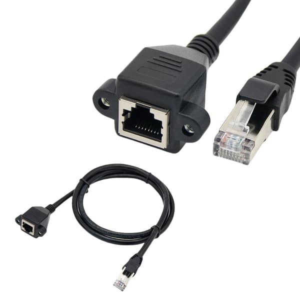 CAT6 RJ45 Kabel Han Til Hun Skrue Panelmontering Ethernet Netværksforlængerkabel Til Industriel Chassis Computer 0.3 m