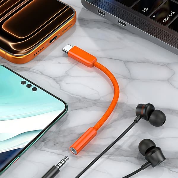 USB C han til 3,5 mm hun stereo adapterkabel til klar lyd 13 cm Green grass