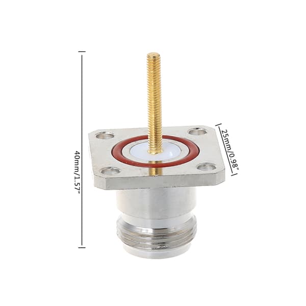 Messing N Hunn Jack-kontakt med 4-hulls Flensmontering Chassis RF Adapter Lang S