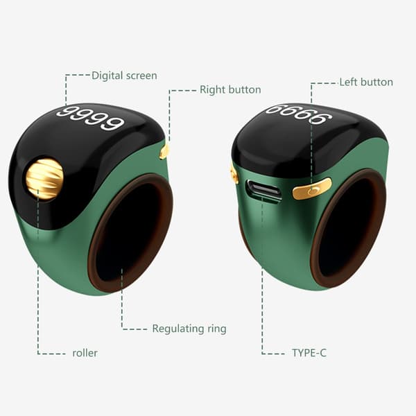 Moderna bönräknarringar Små Zikr-ringar Mångsidiga fingerräknarringar ABS Green