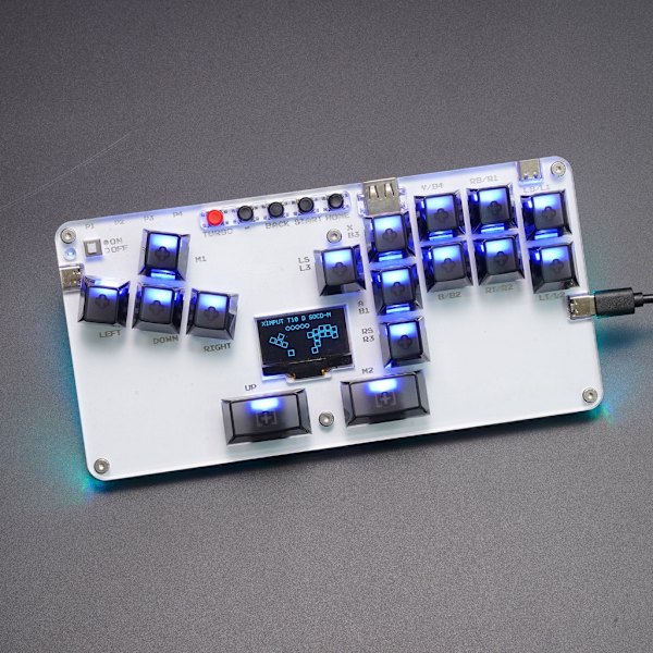 Arcade Controller Street Fight Gaming Keypad med Lysdisplay 16 Taster White