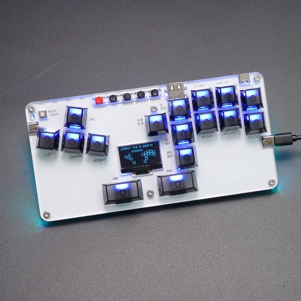Arcade-kontroller Street Fight Gaming Keypad med lysdisplay 16 taster White