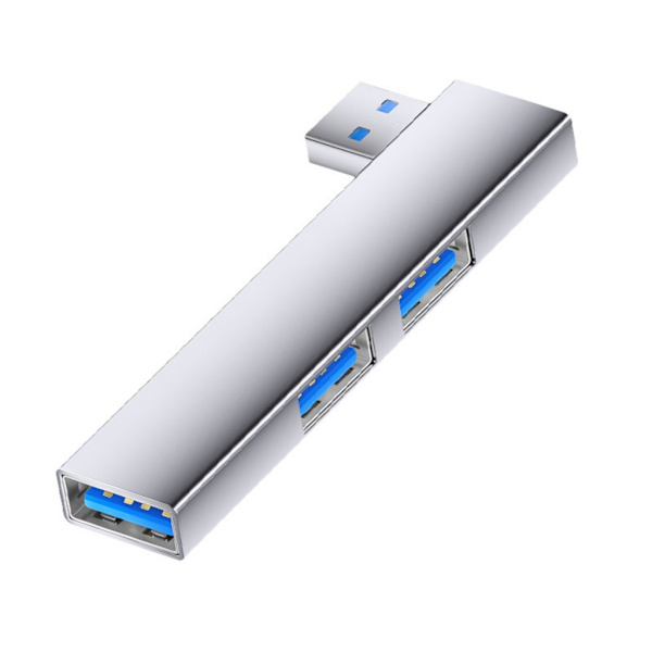 Plassbesparende USB C-hubber Multienhetslader for kontorreiser 5 Gbps dataoverføring Silver USB A
