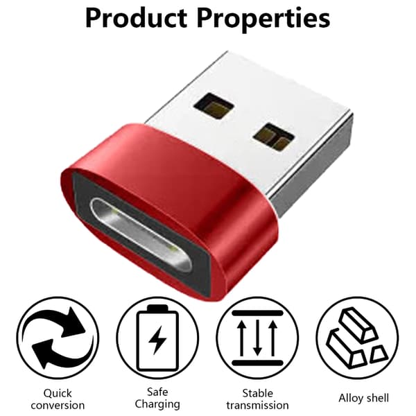 Mann til kvinne-kontakter Konverteringsadapter Støtter lading USB til Type C Silver