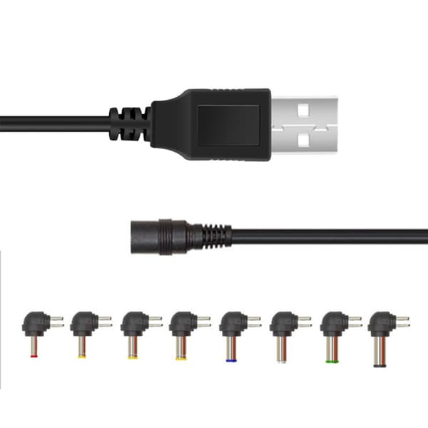 USB 5V til DC5.5x2.1mm 8 Adaptere Ladekabel Med Strømbryter USB DC5V