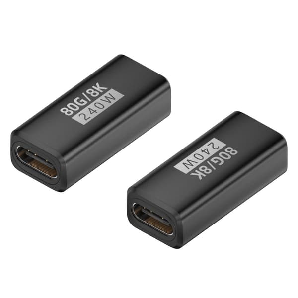 USB Typ C Adapter 240W 80Gbps 8K@60Hz för Thunderbolt4/5 Enheter för Effektiv Dataöverföring Black - Side bend