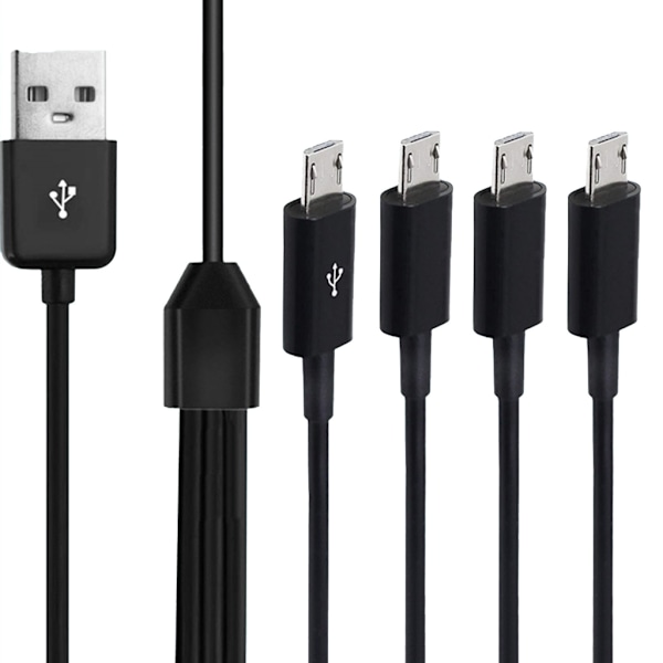 Portabel 4-vägs Micro USB Laddningskabel Multi Laddningskabel Splitterkabel White 1.5m