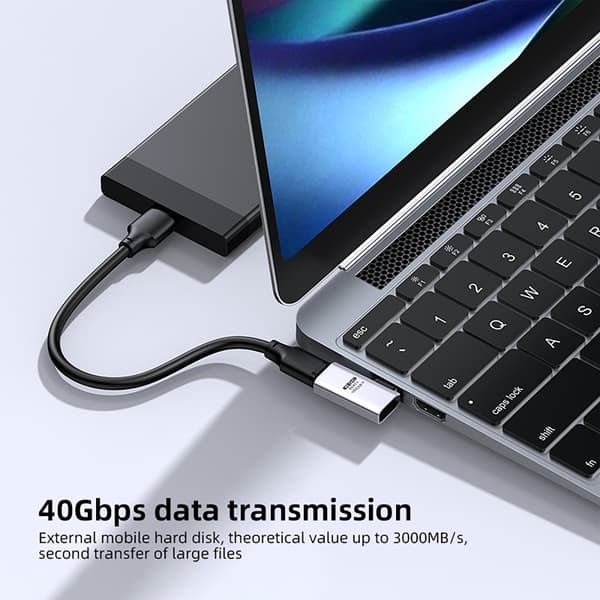 Snabb USB Typ C-adapter 240W Ström 40Gbps Data för bärbar dator, telefon och surfplatta L shaped side bend