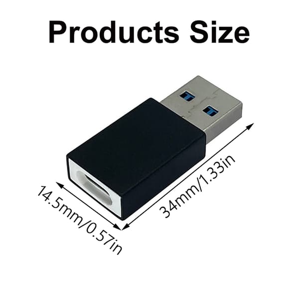 USB Data Blocker Hurtigladeadapter med Datablokkeringsfunksjon Klar for Hurtiglading Black