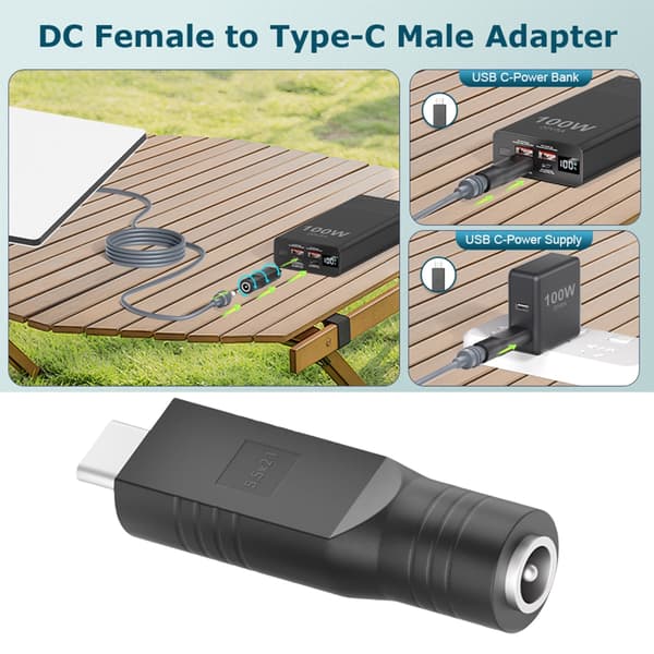 DC5521 till USB C Adapter för Mini Parabolantenn 20V Ingång Typ C till DC5.5x2.1mm Konverterare Stöder 100W Laddning null - Style A