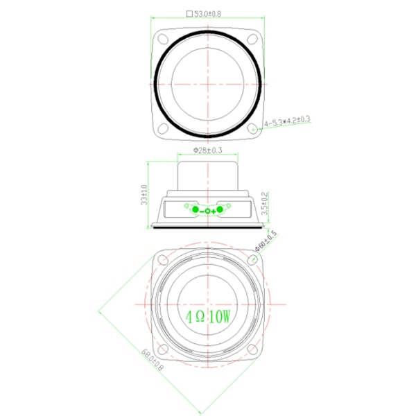 53mm Högtalarenhet Kompakt 2 tum 4 ohm 10W Högtalarbyte Mångsidig Metallhögtalarkomponent för Bärbara Enheter