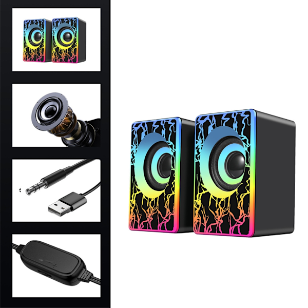 USB-driven datorhögtalare med multi-RGB-belysning, Minihögtalare