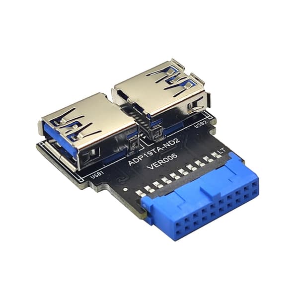 USB Adapter HUB Header 19Pin til USB Connector 2 Port USB3.0 Konverter Board PC null - A