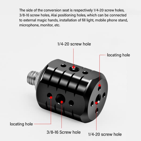 Stativgrensesnittadapter Stativskruehull Styreseter Stativfeste