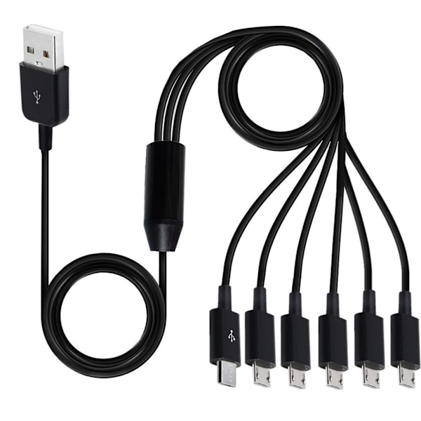 USB 2.0 Typ A Hane till 6 Micro USB Hane Splitter Data Synkronisering och Laddningskontakt 50cm