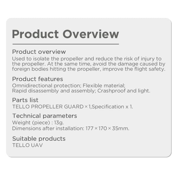Propellbeskyttelse for Tello Beskyttende bur, fullstendig lukket, for Tello