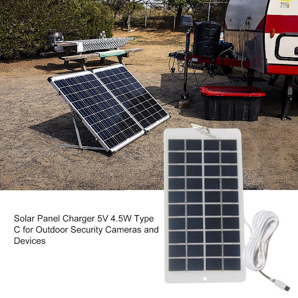 Bärbar Solpanel 4.5W 5V med USB C Säker Laddning Stabiliserad Batteriladdare