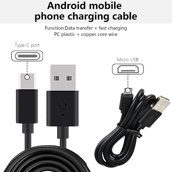 USB till Typ C/USB 5Pin Data Laddningskabel 1.5A Snabbladdningskabel Type C 3m