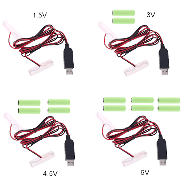 1 i 2 AA Batterieliminator EU Strömförsörjning 1.5V 3V 4.5V 6V för Walkie Talkie