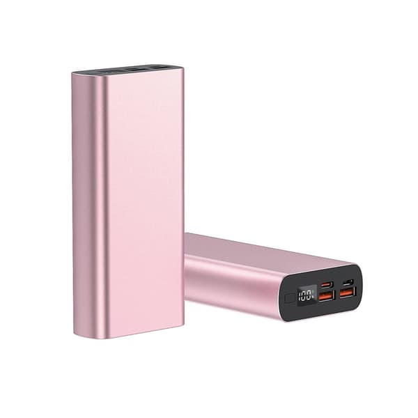 DIY batteriladdningsfodral för 1260110 polymerbatteri PD 22.5W digital display Type-C USB1/2 Micro-USB-portar Pink