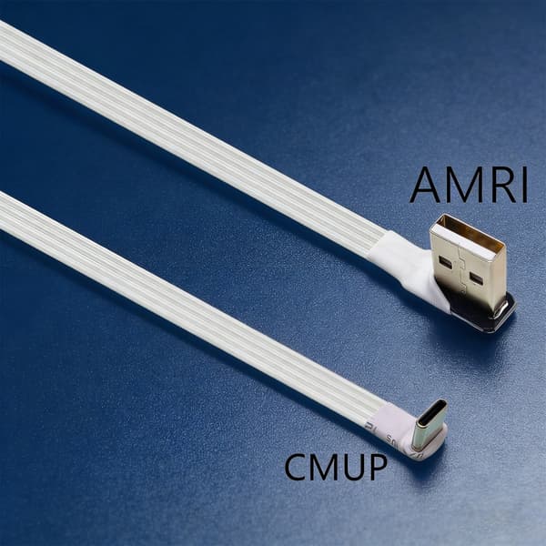 Fladt TPE USB 2.0 til Type C data-synkroniseringskabel med 90 graders vinklet stik 0.5m - AMLE CMUP