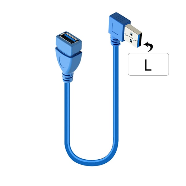 Hurtig USB 3.0 Vinklet Forlængerkabel Han til Hun Data til Elektronik null - Bend left