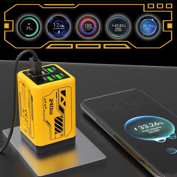 240W hurtigladeadapter USB-lader 4 USB 2 Type C Effektiv varmreduksjon Green EU
