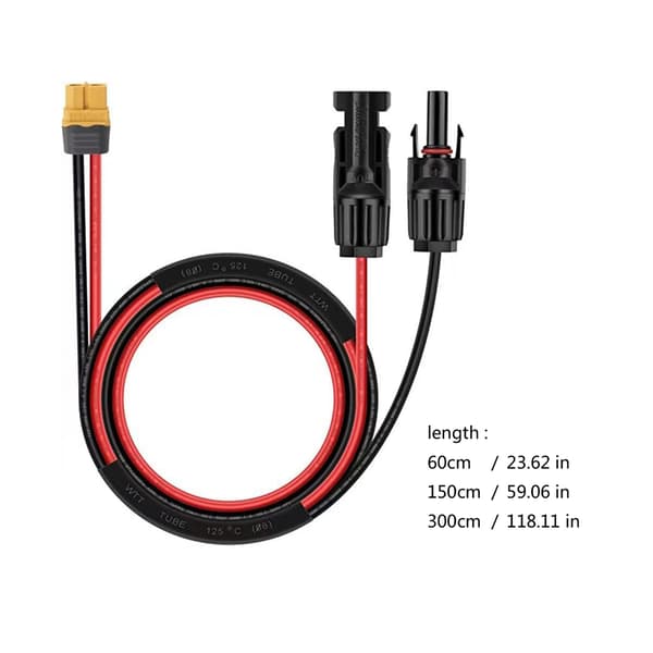 Bærbare 12AWG solcellekonnektorer til XT60 adapterkabel til tilslutning til bilstrøm 60cm