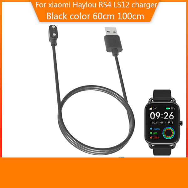 USB Ersättnings Snabb Laddningskabel Klockladdare Magnetisk Laddningsdocka för-Haylou RS4 LS12 för Smart Klocka 100cm