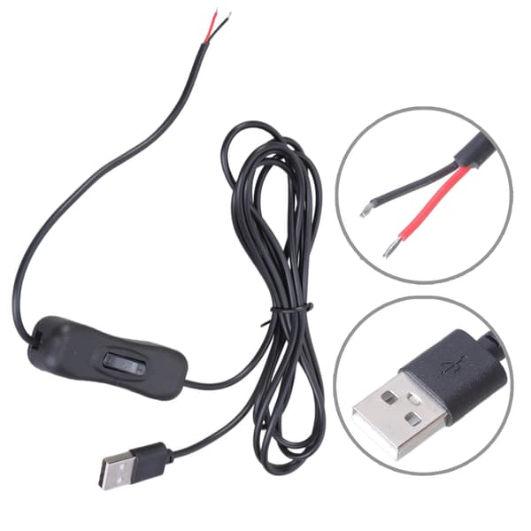 USB til 2-benet bart ledningsåbent endekabel 5V USB han 2-benet pigtail strømledning erstatning