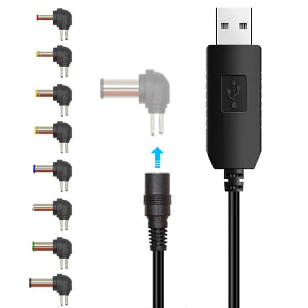 USB 5V til DC9V 12V Strømkabel til Routere Højttaler USB til DC5.5x2.5mm 8 Adaptere Opladerkabel Strømledning null - 5V line 8 headers