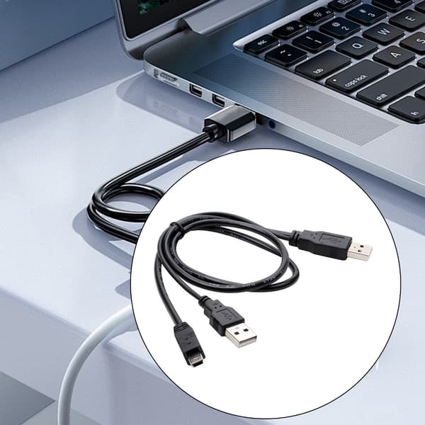 Dobbel USB A til Mini 5Pin Y-kabel Samtidig dataoverføring og strømforsyning 1pc