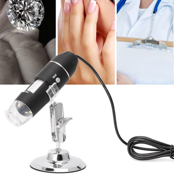 1600X USB Digital Mikroskopkamera Endoskop 8 LED Förstoringsglas med Stativ